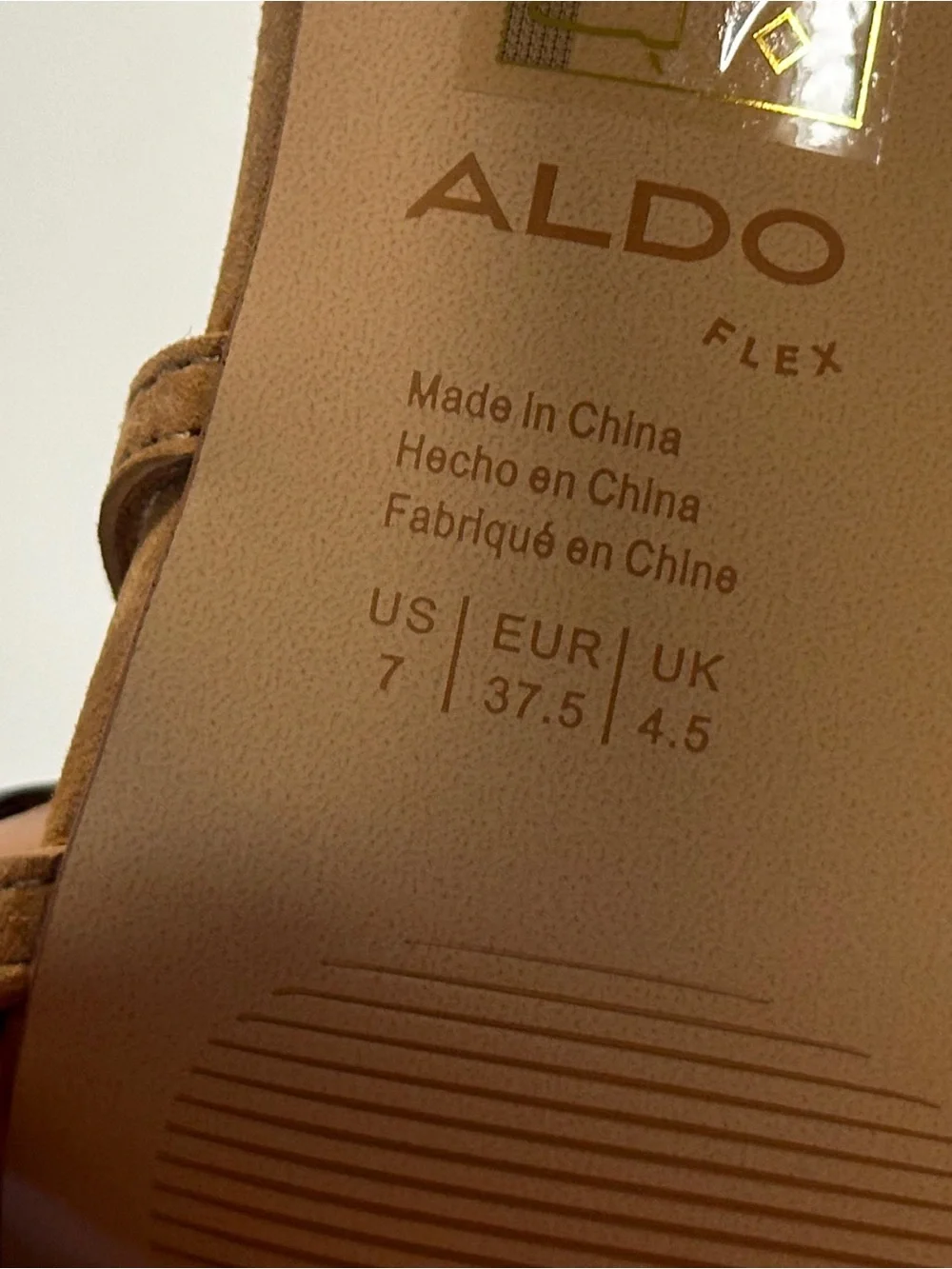 ALDO Tan Jeweled Block Heels